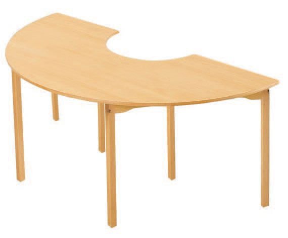 Okulca OK-11655 Naturel Ahşap Yarım Daire Masa  180*90*54 cm