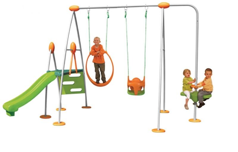 Okulca S-500550 Üçlü Metal Salıncak ve Kaydırak